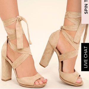 Nude lace up heels